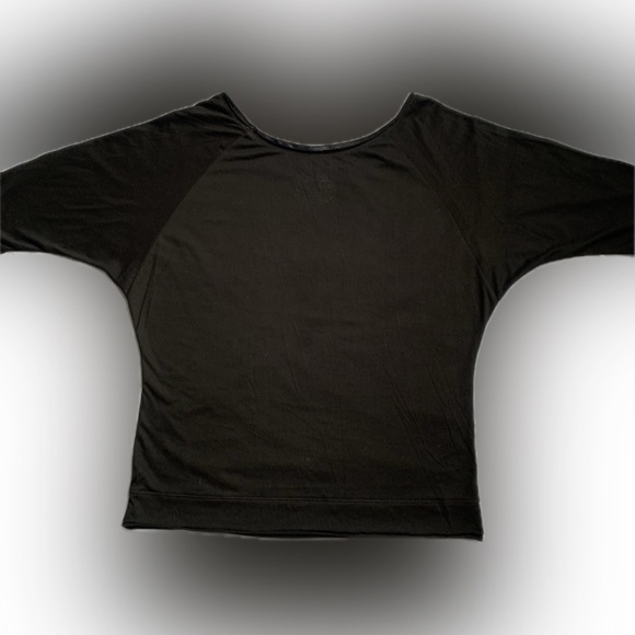 STRANDED wide neck goth 3/4 sleeve black T shirt, polyester & rayon XL - Picture 7 of 10